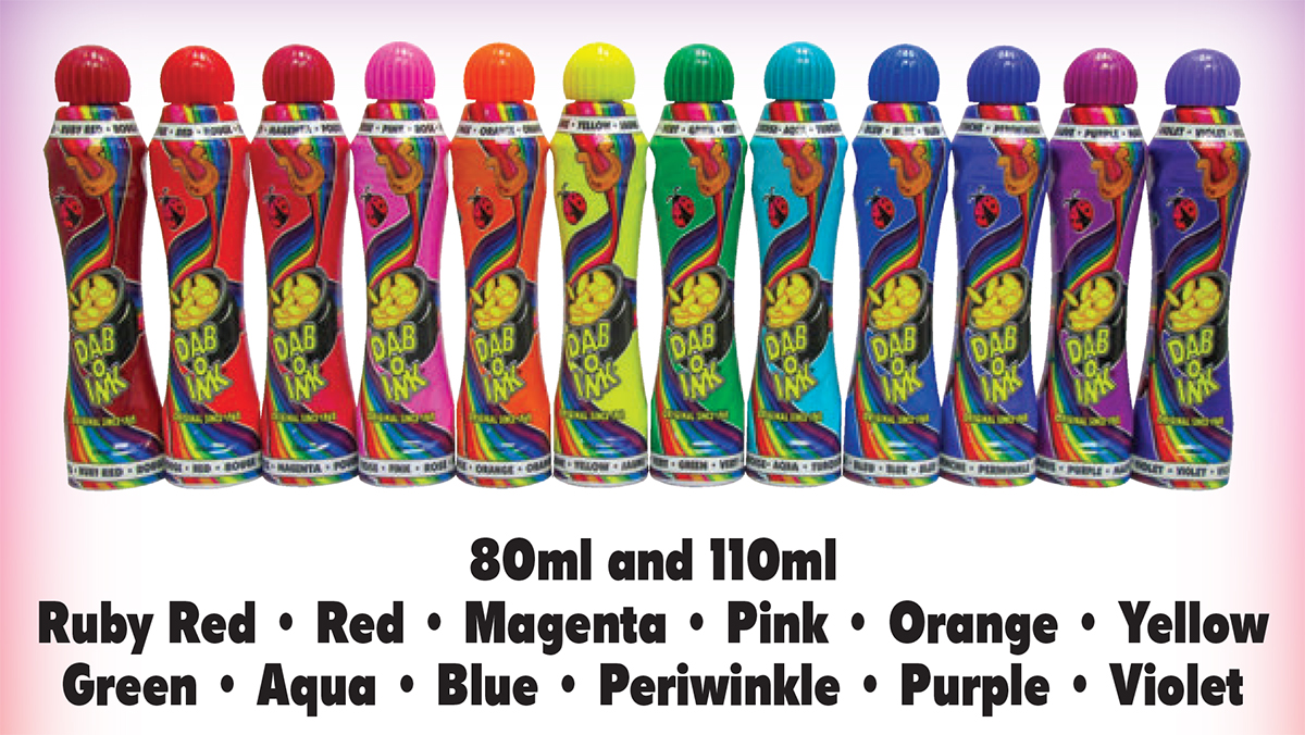 12- Assorted 3oz Dab-o-Ink Bingo Dabbers